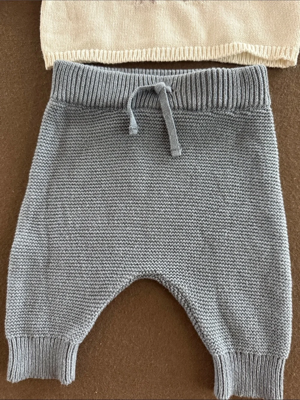 Carter's Cream Penguin Knit Sweater and Gray Knit Pants